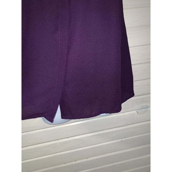 NWT Kenneth Cole Reaction Sz MEDIUM Purple Ruffle Tank Button Front Top Blouse - Picture 5 of 9